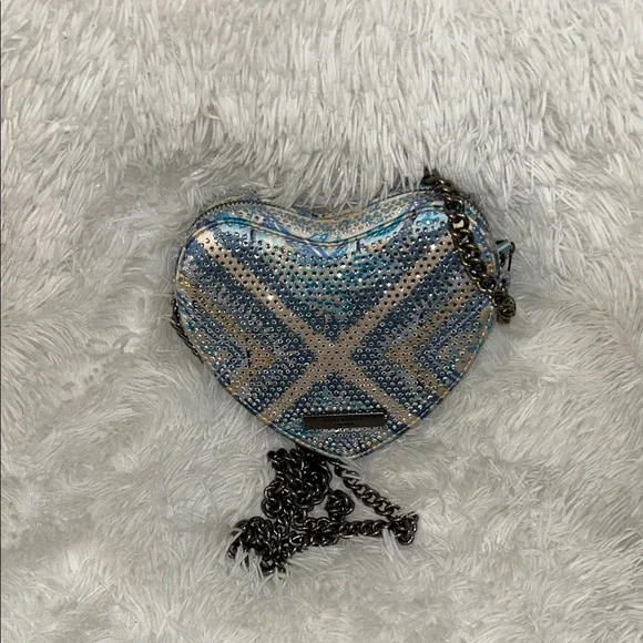Kurt Geiger Blue and Silver Heart Crossbody with Crystal Detail - Picture 3 of 8